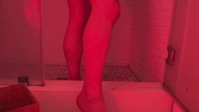 Shower Showoff: Biggest Calves, Fresh From the Gym