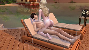 Sexo quente na praia. The Sims 4