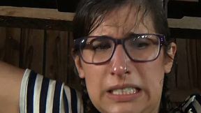 Nerdy chick Marina is suspended before torturing