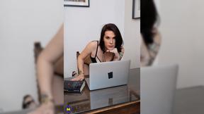 ”Sexy French Cougar masturbates after working hours”