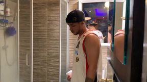 Str8, Big-cock, Hunk Comes Over for a Shower and a Well Deserved Blowjob