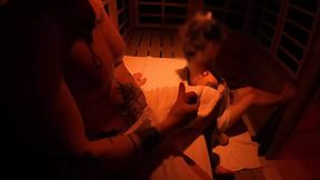 Catched masturbating in sauna &mdash;  stranger pleases my dick&#x1F32D;
