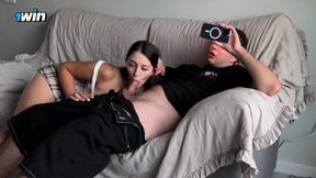 Step Sister's Prank Gone Wrong    She Wanted To Scare Step Brother But He Jerking Off When Was Alone
