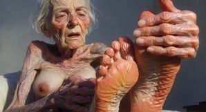 Granny Foot Oil Play - Self Massage Makes Her Horny and Dripping