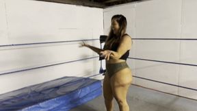 2 curvy barefoot girls stretch and learn how to wrestle