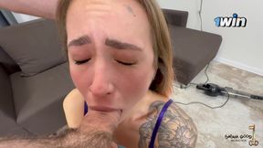 Cum In Face - My Stepbrother Looked At My Ass While I Was Vacuuming And Then Put His Dick In My Mouth