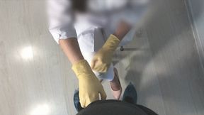 medical exam of a penis with a cumshot on her leggings (480p)