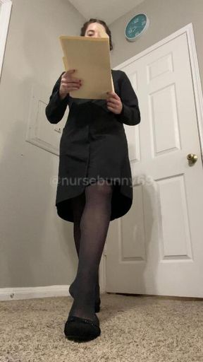 POV Dental Hygienist in Black Nylon Stockings Cleaning and Filings
