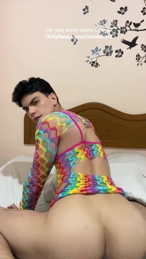 Slut in heat playing with her ass and cock in dress