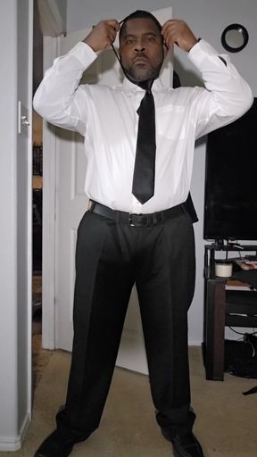 Masturbating BBC in Shirt and Tie