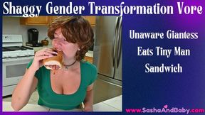 Gender Transformation Giantess Shaggy Eats Tiny Bad Guy - Man to Woman - Unaware Giantess - Eating Tiny Man - FtM