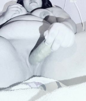 Enjoying the sensuality of my friend and her cucumber in black and white