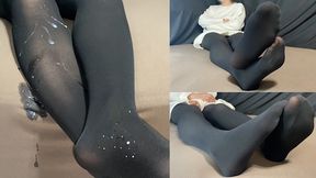 Please Ejaculate Like A Miscellaneous Fish De S Tall Girl Black Tights Beautiful Legs Continuous Bukkake
