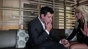 Milfy blonde business partner rides and sucks thick shaft in steamy scene