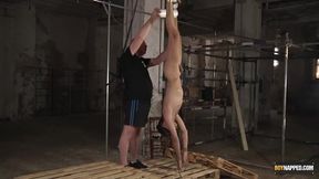 Lad Axel Rubberax wax tormented on nutsack by Sebastian Kane