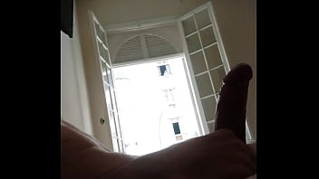 Dick flash masturbation at open window for young neighbor