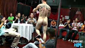Busty horny stripper cock sucked at party