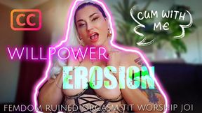Tit Worship Willpower Erosion: Femdom Humiliation JOI [SUBTITLED] | Topless Moaning MILF Solo Masturbation Tease | Edging & Ruined Orgasm