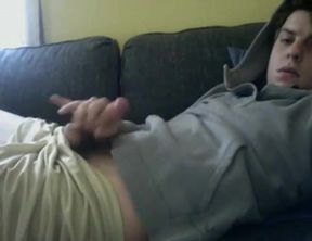 Twink's Webcam Masturbation: Cumming on Face