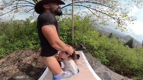 Perfect teen Lili Charmelle sucks and fucks outdoor