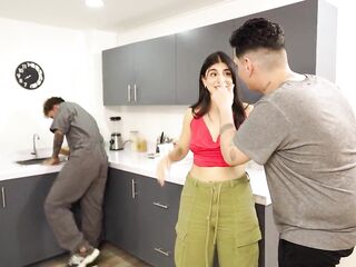 My wife got stuck on the washing machine and the LARGE PENIS plumber helped her out!