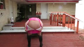 Brittney CD modeling her new pink outfit and boots