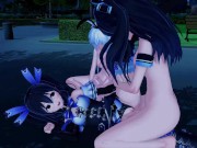 Neptunia Futa Uni and Black Heart X Noire 3D HENTAI