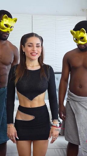 Beautiful Latina Against Two Masked Black Guys. Rubi Cosmo, Interracial Halloween in Fakings Black Fix