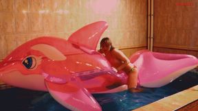 Alla gets fucked hot by a huge inflatable whale and POP his sharp nails many times!!!