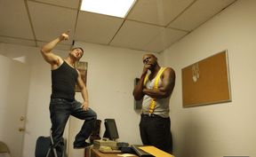 Black stud fucks his apprentice in insane interracial positions