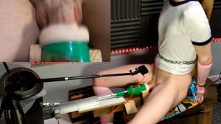 Femboy struggles as they get pounded by milking machine!