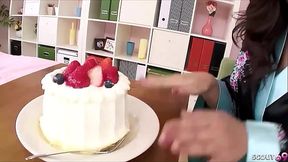 Big Boobs Japanese Mom talk to Fuck and Creampie on his Birthday