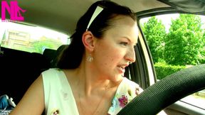 Driving in Tuscany's Hills in Golden Saldals Barefeet