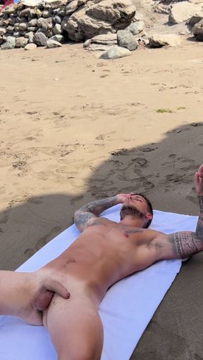 People Watch My Semi Hard Cock In A Public Beach