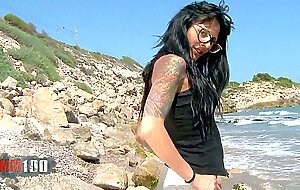 Hot spanish milf raquel abril , stripping at the beach