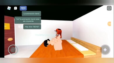 Red-haired avatar zLenn engages in virtual lesbian encounters in a stylized Roblox world