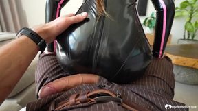 Black Latex Catsuit Blowjob and Hard Sex Shiny Fetish Fuck