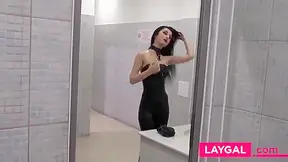 Ultra Sexy Goth Girl Wearing Black Lipstick In Public