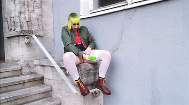 Skingirl Lynn-Tonic tongs cum tube in public alone