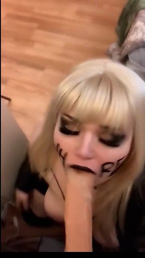 Blonde Whore Sucks Stepdaddy's Cock