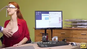 Redhead Has Spontaneous Sex In The Office With Loan Agent