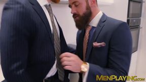 Executives enjoy sloppy blowjob before a rough analfucking