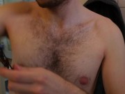 Shaving my pubes and then putting after shave cream on my penis and ass!