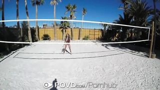 POVD Backyard badminton massage anal fuck with busty Anissa Kate