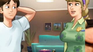 Mother inside law jerks off son inside law - summertime saga porn game