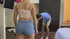 Jessica Ballbusting in Jean Shorts