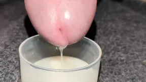 Extreme Closeup Huge Thick Load of Cum Edged Out Into Cup and Swallowed