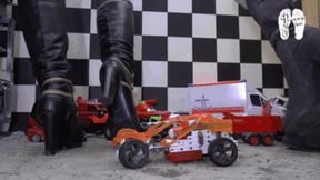 Cars and Trucks under merciless Boots 4 floor view