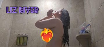 Liz River taking a Shower at FetishCon 2023, Naked, Big Boobs, Hair Washings, 34DDD, Soapy and Wet!