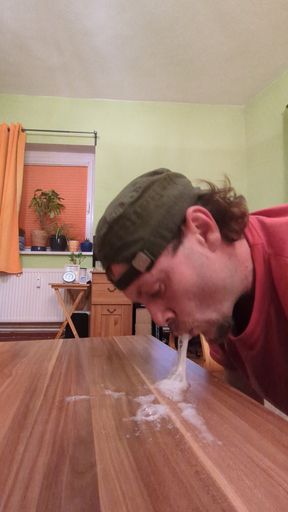 Throwing huge saliva bubbles   Clip 1